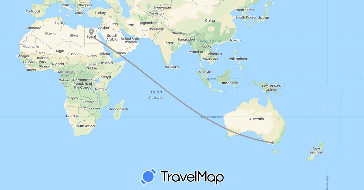TravelMap itinerary: driving, plane in Australia, Egypt (Africa, Oceania)